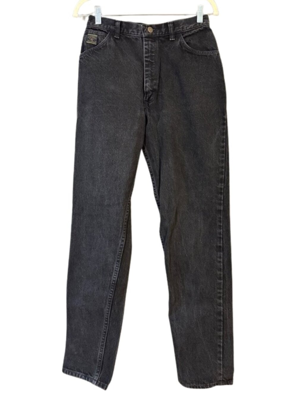 Wrangler Women’s Straight Leg Jeans - Distressed Black Faded Vintage Wash